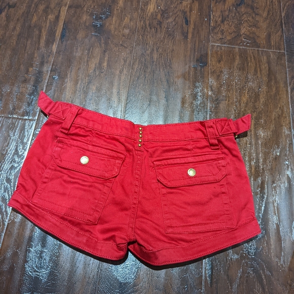 Red Denim Booty Shorts - Picture 2 of 2